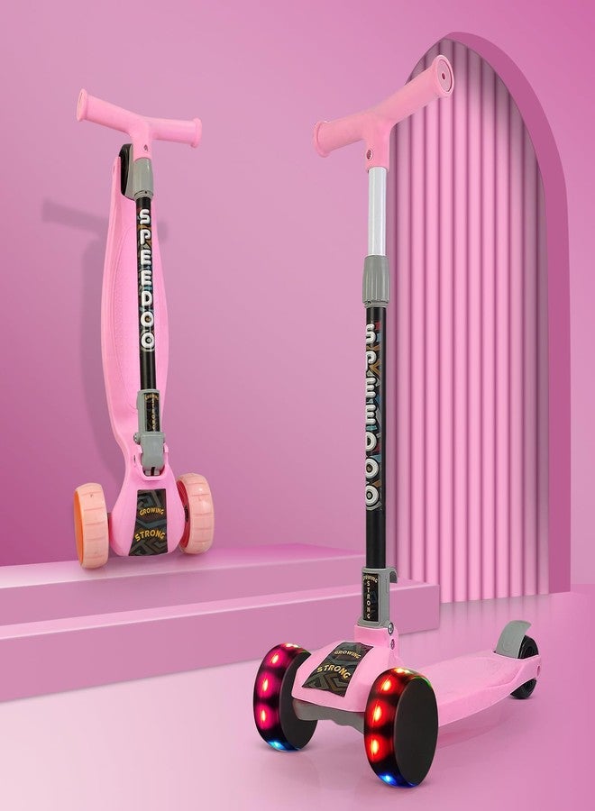 Drumstone (𝗦𝗽𝗲𝗰𝗶𝗮𝗹 𝟭𝟬 𝗬𝗲𝗮𝗿𝘀 𝗪𝗮𝗿𝗿𝗮𝗻𝘁𝘆) Foldable Kids Kick Scooter - 3 Adjustable Heights, Light-Up PVC Wheels, Rear Foot Brake, and Sturdy 3-Wheel Design for Toddlers and Kids - Image 1